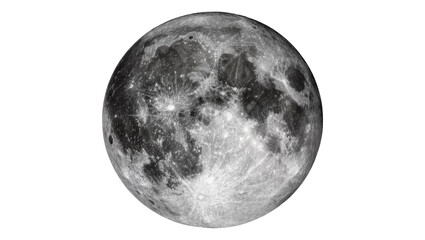 Detailed full moon surface with craters and maria, isolated on transparent background © Ruslan