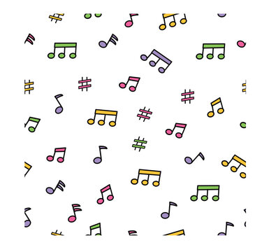 Colorful Music Notes Seamless Pattern Background