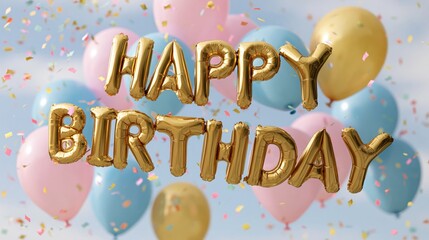 Obraz premium The Happy Birthday Balloon Lettering Display in Festive Celebration Scene