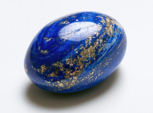 Polished deep blue lapis lazuli egg with gold flecks