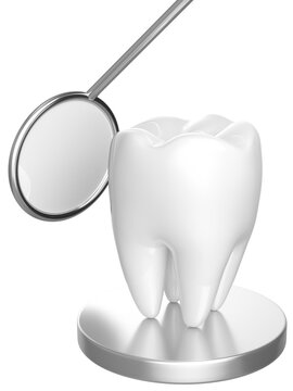 Clean tooth stands on metallic base