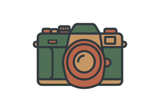 Vintage camera icon illustration retro photography equipment flat design