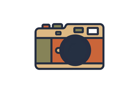 Vintage camera icon with retro color palette