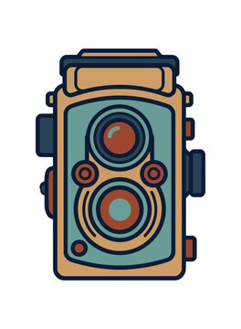 Vintage camera illustration with retro color palette
