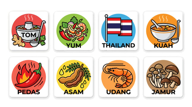 Asian Food Ingredients and Cuisine Icons