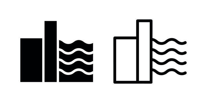 Water barrier or flood gate icon for hydraulic management