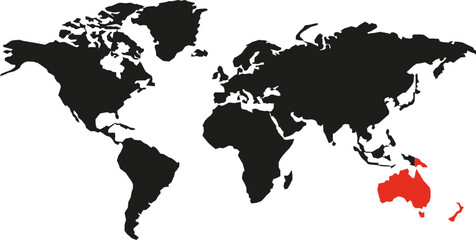 World Map Australia Highlighted © M-KOS