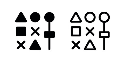 Abstract shapes and joystick icon. User interface elements for gaming and controls. © liubomir118809