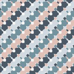 Fototapeta premium Nordic Scandinavian Seamless Geometric Curved Pattern in Muted Blue and Dusty Pink Tones