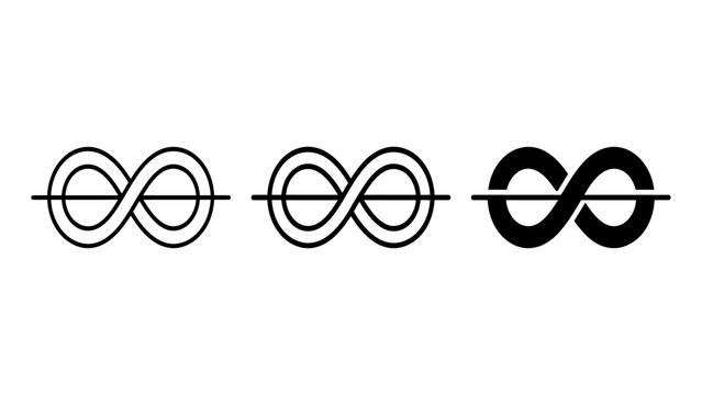 Infinity symbol with horizontal line icon set infinity mathematics infinite abstract collection silhouette