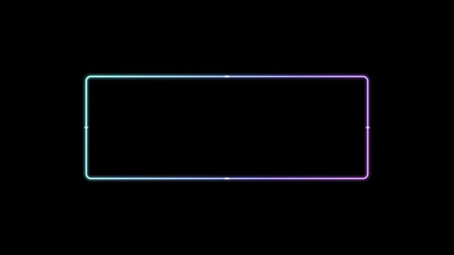 Abstract animated frame border with a soft glow drawn as blue and cyan glowing lines and dots on a deep dark background. Clean minimal motion graphics element with free space around it, ideal for titl