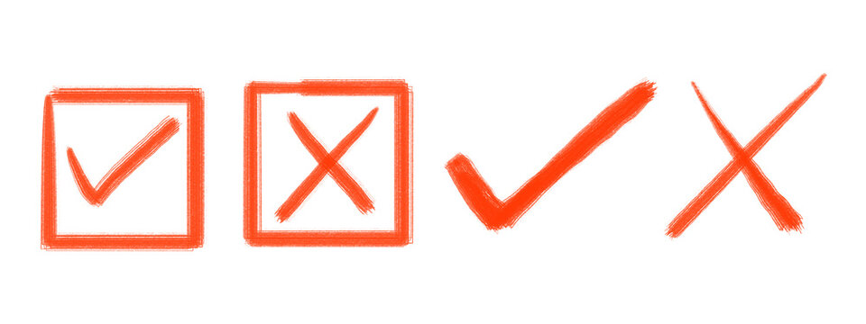 Four checkmark and cross icons for correct and wrong answers