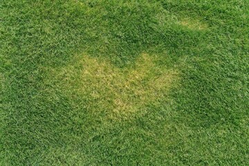 Obraz premium The Patchy Lawn Closeup of Yellowing Grass on a Green Field