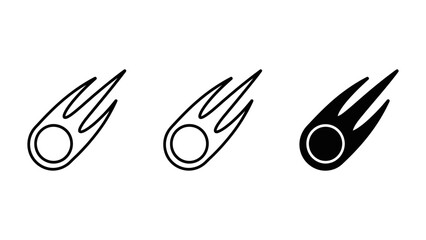 Set of minimalist comet icons in different line art and solid styles with asteroid astronomy graphics shooting © SHOFIKUL
