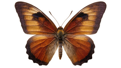 Brown and orange butterfly with black markings, isolated on transparent background © ProStock