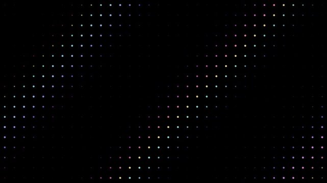 Abstract animated grid field with dots variation drawn as cool blue-white glowing lines and dots on a deep dark background. Clean minimal motion graphics element with free space around it, ideal for t