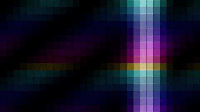 Abstract animated grid field with a scan line drawn as blue and cyan glowing lines and dots on a deep dark background. Clean minimal motion graphics element with free space around it, ideal for title 