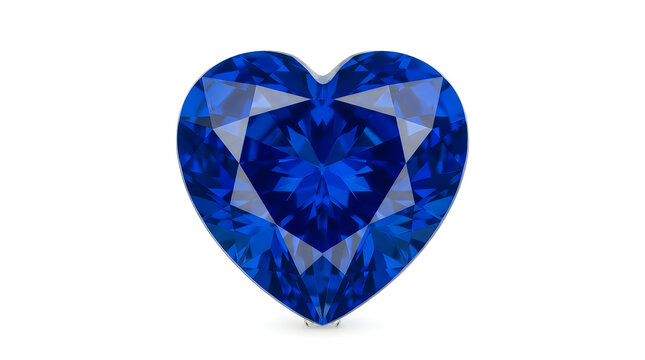 Shiny blue heart shaped gemstone isolated on white