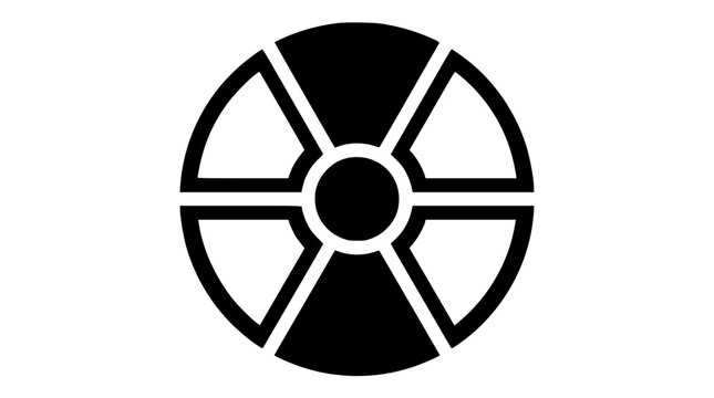 Nuclear Radiation Warning Symbol Icon Featuring Geometric Black Toxic Biohazard Hazard Alert Sign for Industrial Safety and Science Danger Graphic Designs