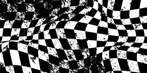 Obraz premium Checkered flag wave on white background design for sport race championship vector illustration.