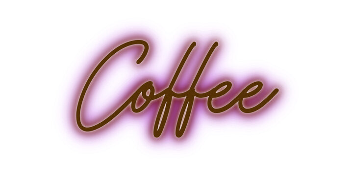Neon Glowing Coffee Cursive Typography Sign
