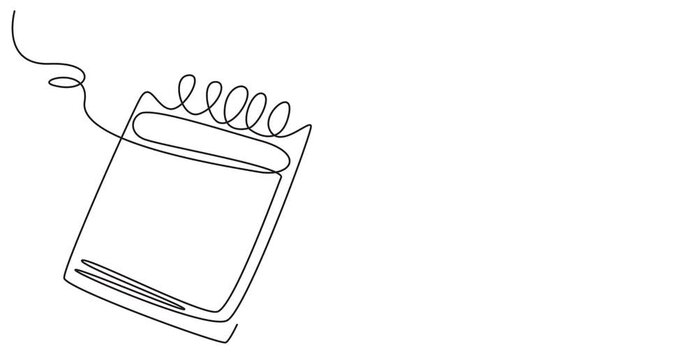Animation of Continuous One Line Drawing Table Calendar with Happy New Year, Minimal Monoline Desk Calendar Design, Seamless Loop Motion Graphics, Editable Stroke, Alpha Channel, 4K Video
