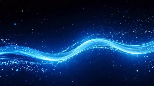 Blue glowing wave in space