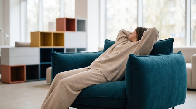 Young Woman Resting Relaxing in Armchair