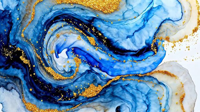 Abstract blue and gold swirling pattern