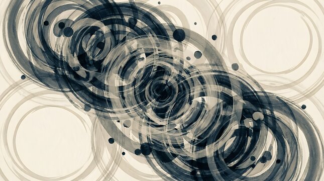 An abstract and dynamic pattern of overlapping round marks or circles creating a sense of depth movement and complexity suitable for backgrounds or design elements. round mark round marks overlapping