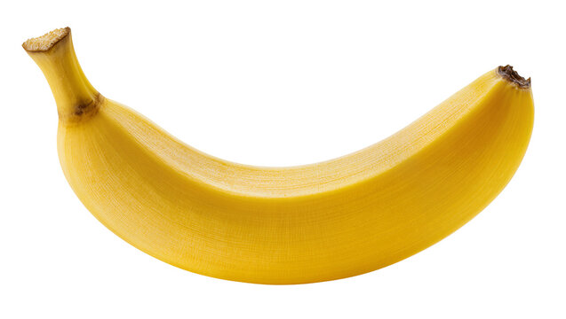 Ripe yellow banana with smooth peel, isolated on transparent background