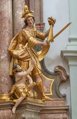 Salzburg - The carved polychrome staue of St. Martin of Tours the church Erzabtei St. Peter - St. Peter abbey by Franz Xaver König or Johann Weiß from 18. cent. © Renáta Sedmáková