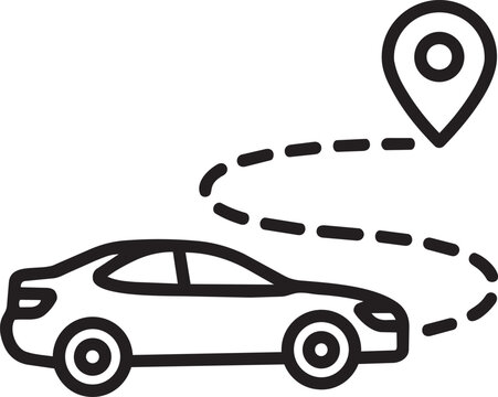 car with location pin and route icon gps navigation vector illustration