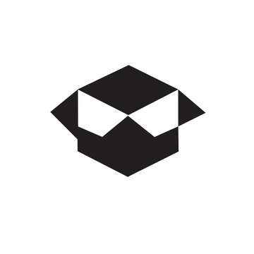 Isometric dropbox folder icon in black and white isolated on white background