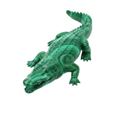 Fototapeta premium Decorative Crocodile Figurine Carved From Natural Green Malachite Stone