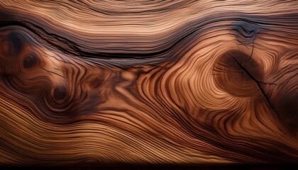 Fototapeta premium close up view of a richly textured wooden slab natural wood grain patterns dark and light tones intricate swirls and knots