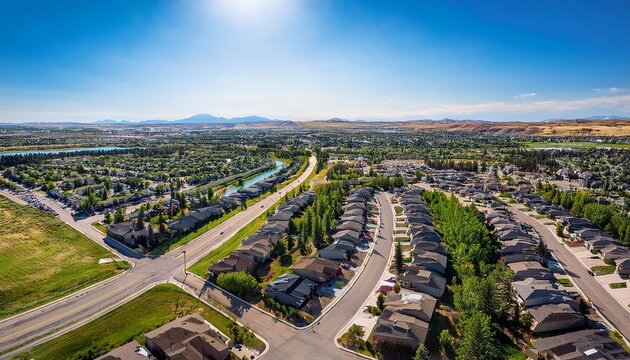 aerial view of airdrie alberta residential neighborhoods and cityscape