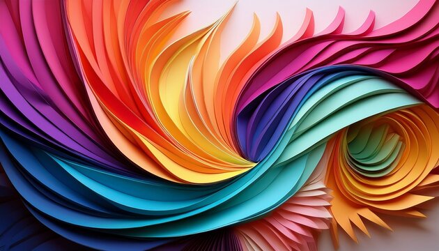3d paper sculpture with bold colors and sharp folds creating a modern abstract design
