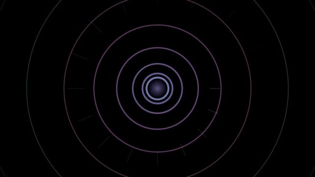 Abstract animated sweep transition with a zoom move drawn as blue and cyan glowing lines and dots on a deep dark background. Clean minimal motion graphics element with free space around it, ideal for 