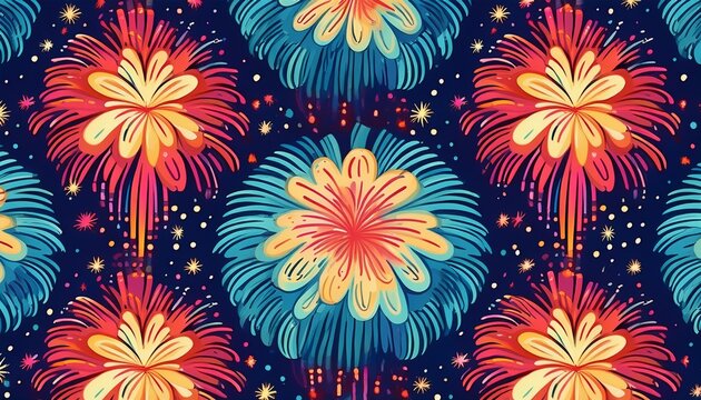 chibi fireworks burst seamless fireworks pattern hand drawn doodle suitable for textiles and wallpapers
