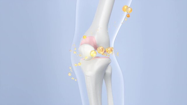 Human bone with calcium and vitamins that are absorbed to strengthen the bone.