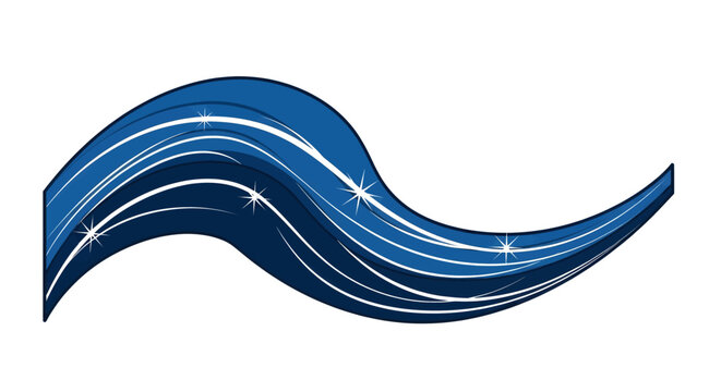Blue wave with white lines and sparkles.