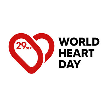 World Heart Day logo design. Red heart symbol for medical awareness campaign.
