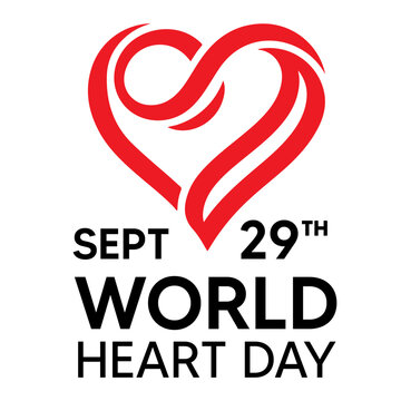 World Heart Day logo design. September 29th medical awareness event vector illustration.