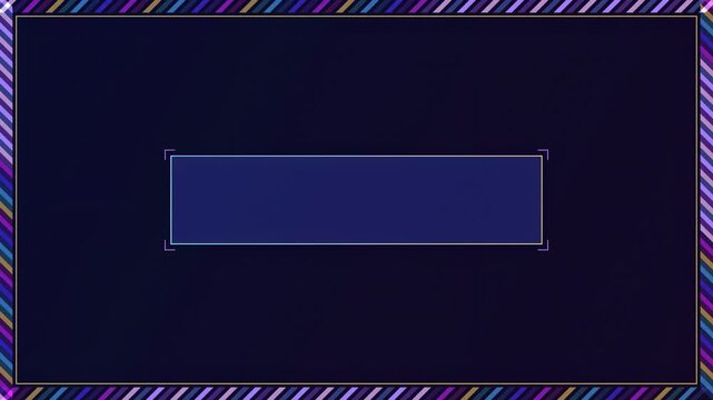 Abstract animated hazard warning frame drawn as blue and cyan glowing lines and dots on a deep dark background. Clean minimal motion graphics element with free space around it, ideal for title sequenc