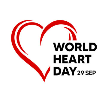 World Heart Day logo design. Red heart symbol for medical awareness and health campaign.