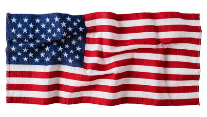 Obraz premium Wavy American flag with stars and stripes, isolated on transparent background