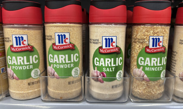 McCormick & Company garlic spices display at a store. McCormick & Company is the largest producer of spice products worldwide.
