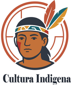 cultura indigena logo vector white background .
