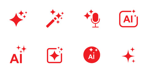 AI image generation icons set - Artificial intelligence, Generative AI logo icon sparkle symbol. Showing generate, magic wand tool and enhance photo actions with outline style for apps and web  © Hike Studio 5